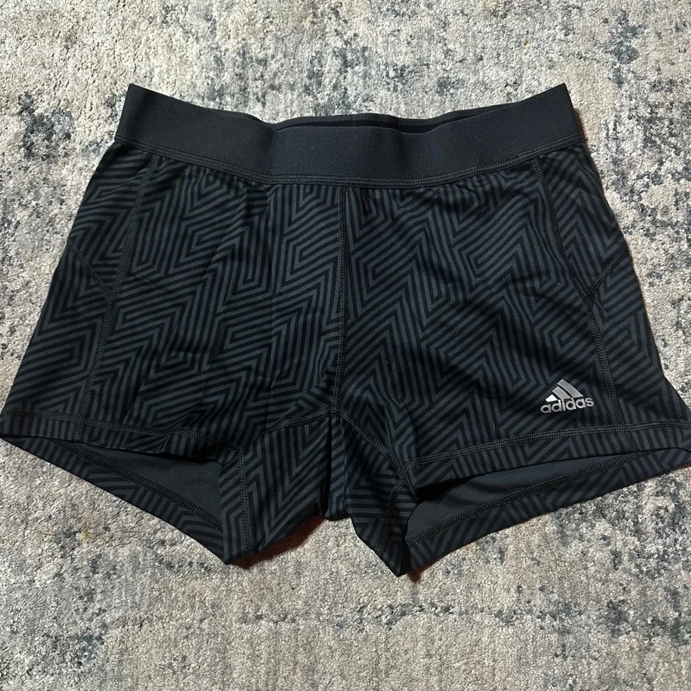 Adidas Techfit‎ Black Geometric Compression Shorts Womens Size L